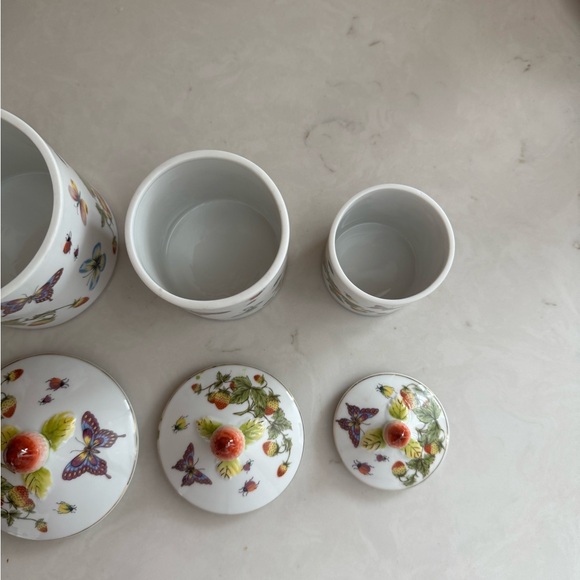 Lenwile Ardalt Full Set Of 4 Canisters Jars Japan 7052 Butterflies - Picture 5 of 13